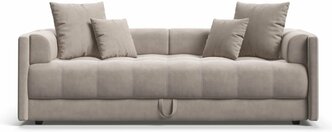 Односпальная тахта-диван с ящиком для хранения Boss, велюр Monolit латте, 203x93x61 см