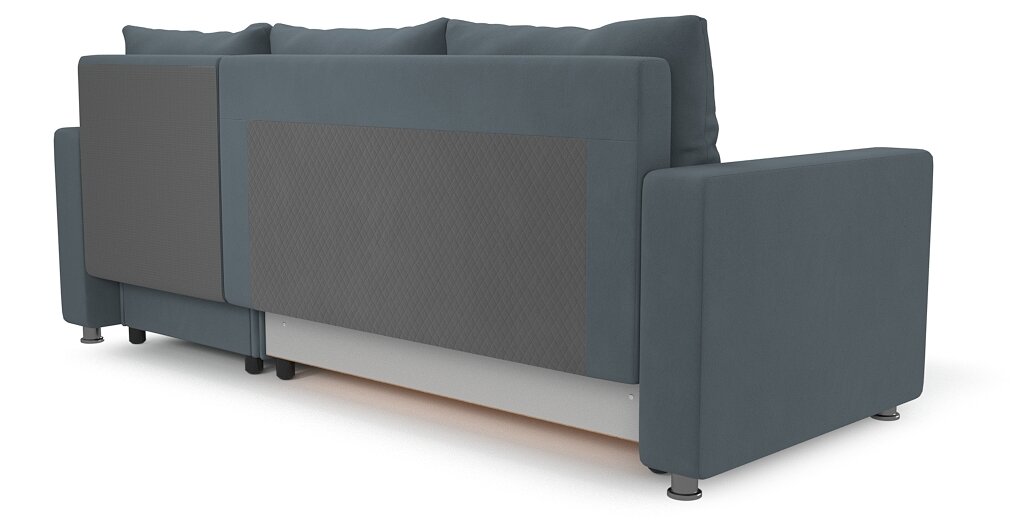 Угловой диван-кровать PUSHE, раскладной, Каир Lux 2, универсальный угол, велюр, глубокий серый - фотография № 4