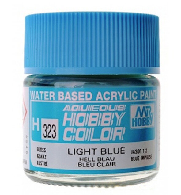 MR.HOBBY Краска акриловая на водной основе глянцевая H 323 Светло-синий (LIGHT BLUE), 10мл