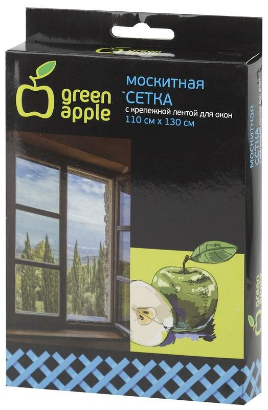 фото Сетка москитная для окон 110х130см (сетка + крепеж. лента) GBN002 Green Apple Б0032058