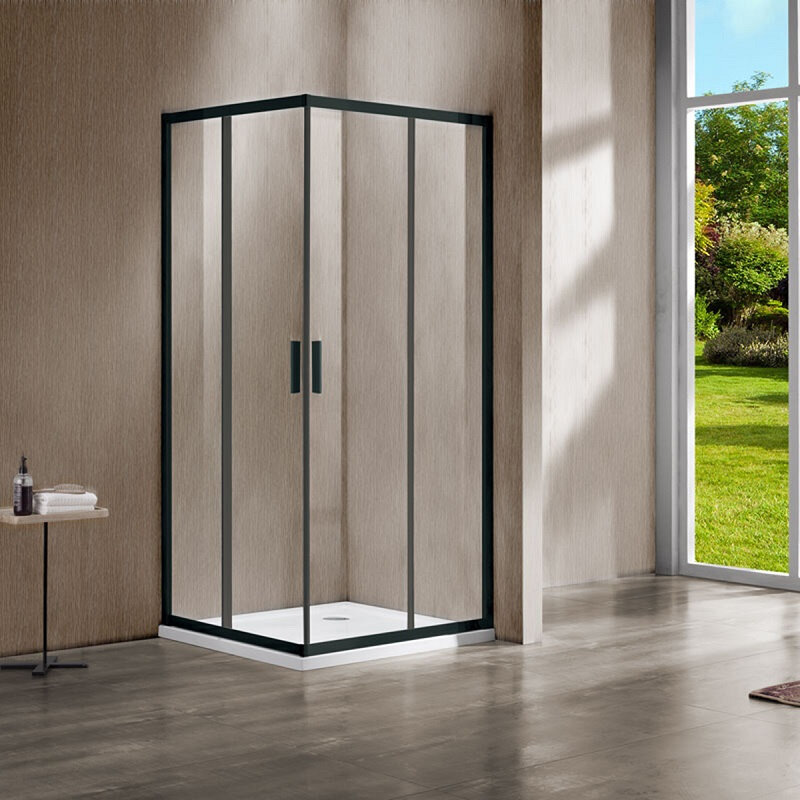 Vincea Душевой уголок Garda, 110 x 100 см, прямоугольный, двери раздвижные, стекло прозрачное, профиль черный, VSS-1G1011CLB