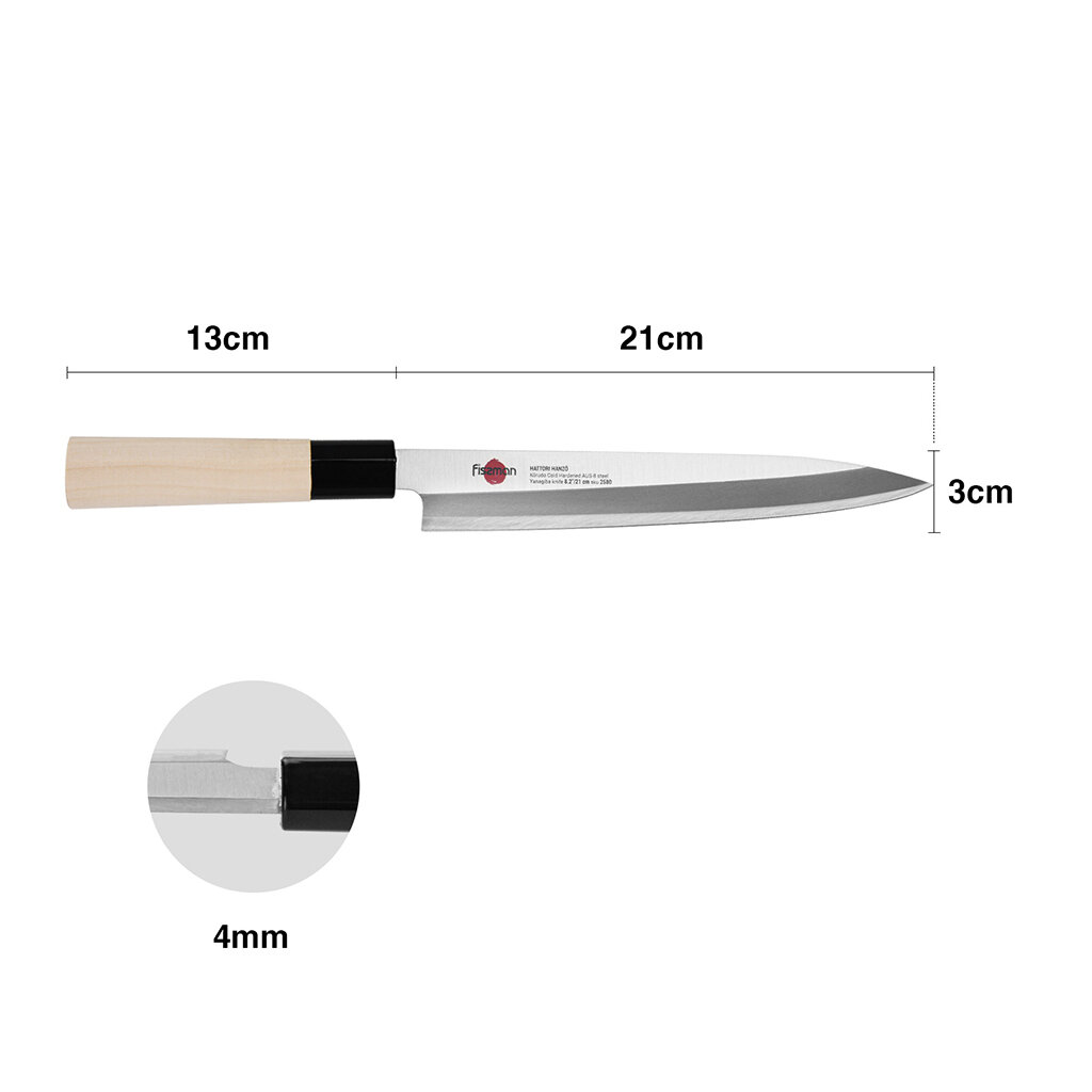 Нож Янагиба Fissman Kensei Hanzo, 21 см (сталь AUS-8) (2580)