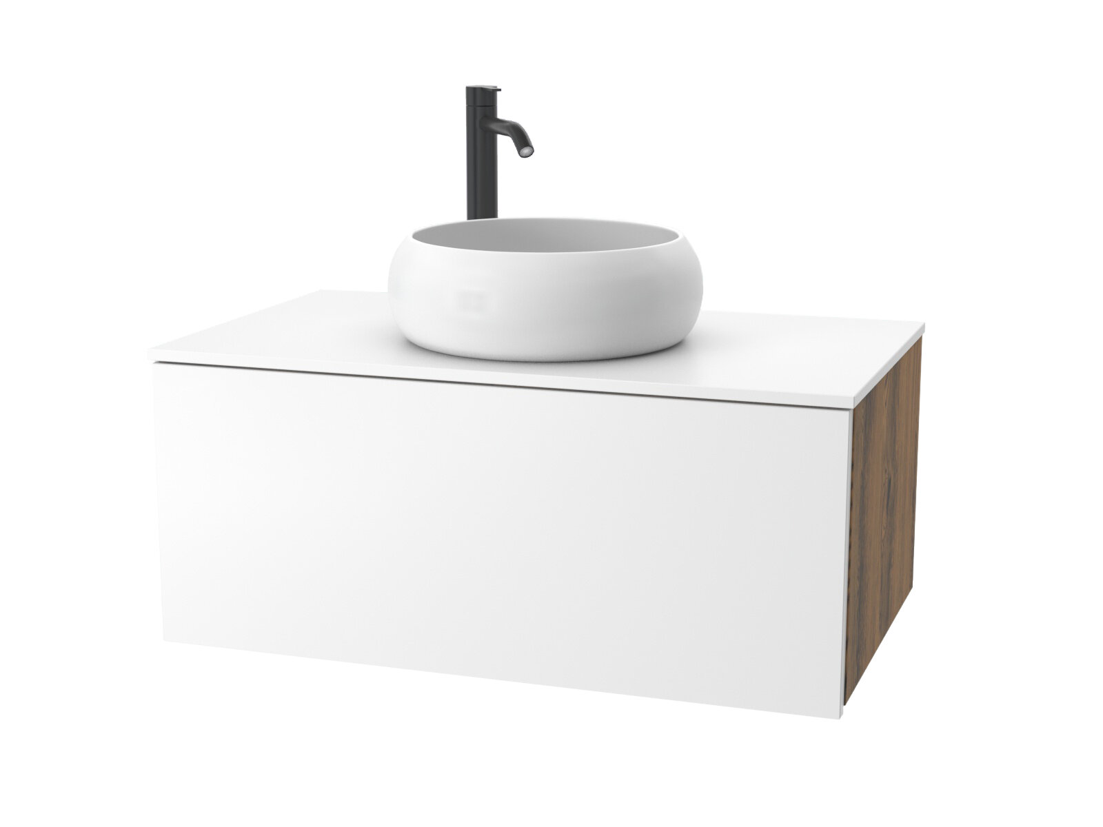 Тумба для ванной комнаты ЗОВ Кито, белая столешница, Аттик/Белый мат 80