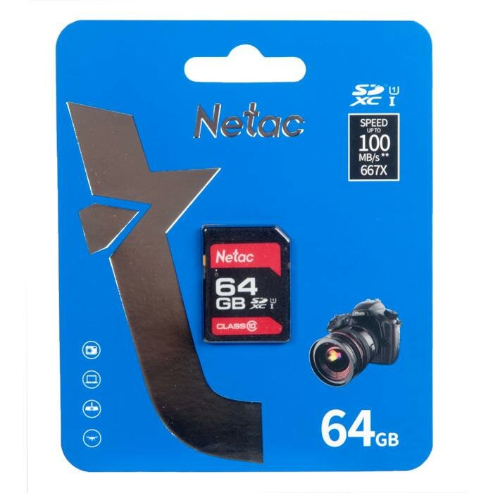 флеш карта SDHC 64GB Netac P600