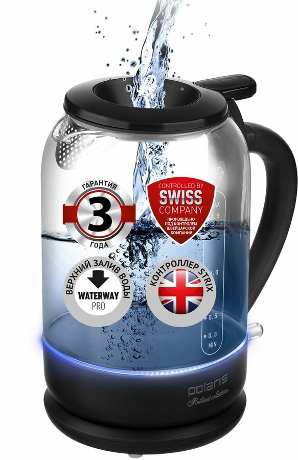 фото Чайник электрический POLARIS PWK 1753CGL, 1950Вт, черный