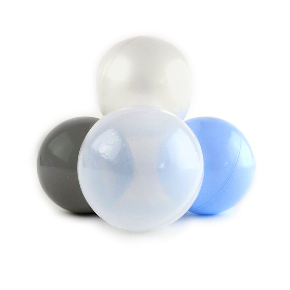 Набор шаров для сухого бассейна Pastel (100 шаров голубой/серый/жемчужный/прозрачный)