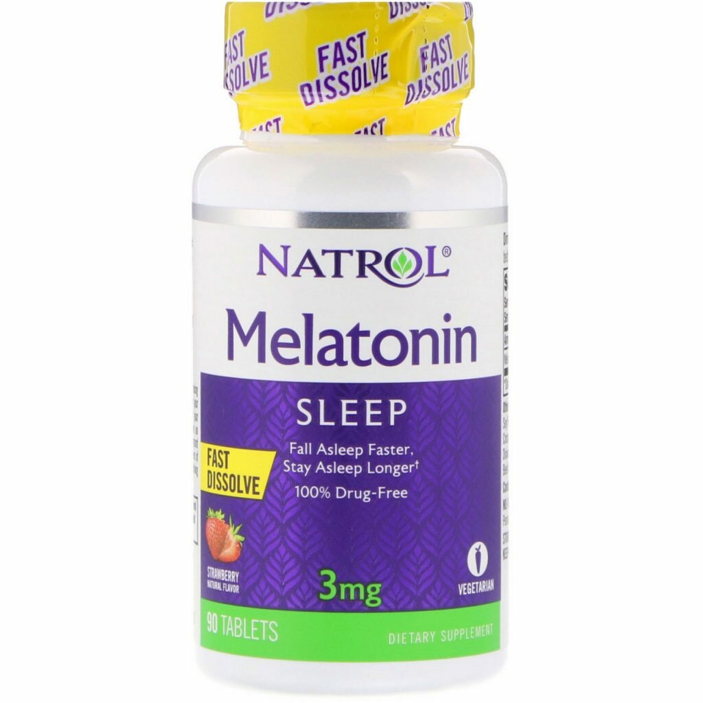 Natrol Melatonin Fast Dissolve таб., 3 мг, 90 шт., клубника, 1 уп.