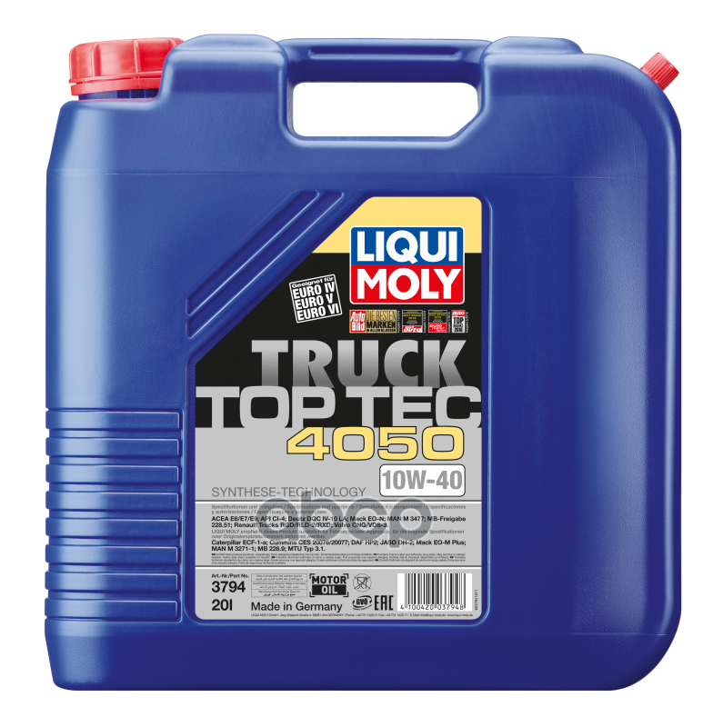 Liqui moly Масло Моторное Top Tec Truck 4050 10W-40 Ci-4 E6/E7/E9 (20Л)