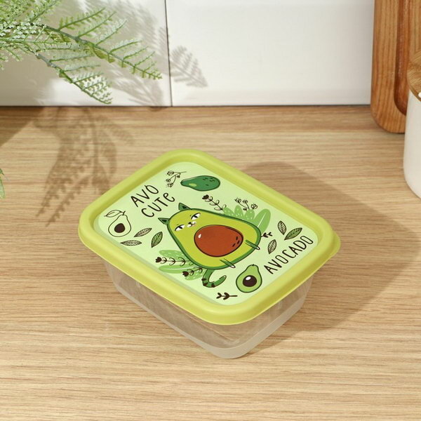 Контейнер для продуктов, прямоугольный, 0.5 л, с декором, цвет салатовый - фотография № 2