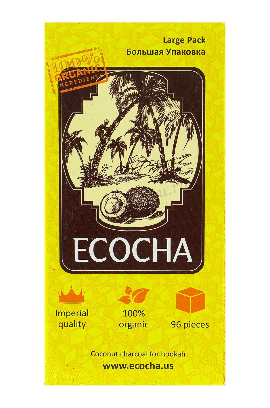 Уголь кокосовый Ecocha 1 кг (96 кубиков) - фотография № 3