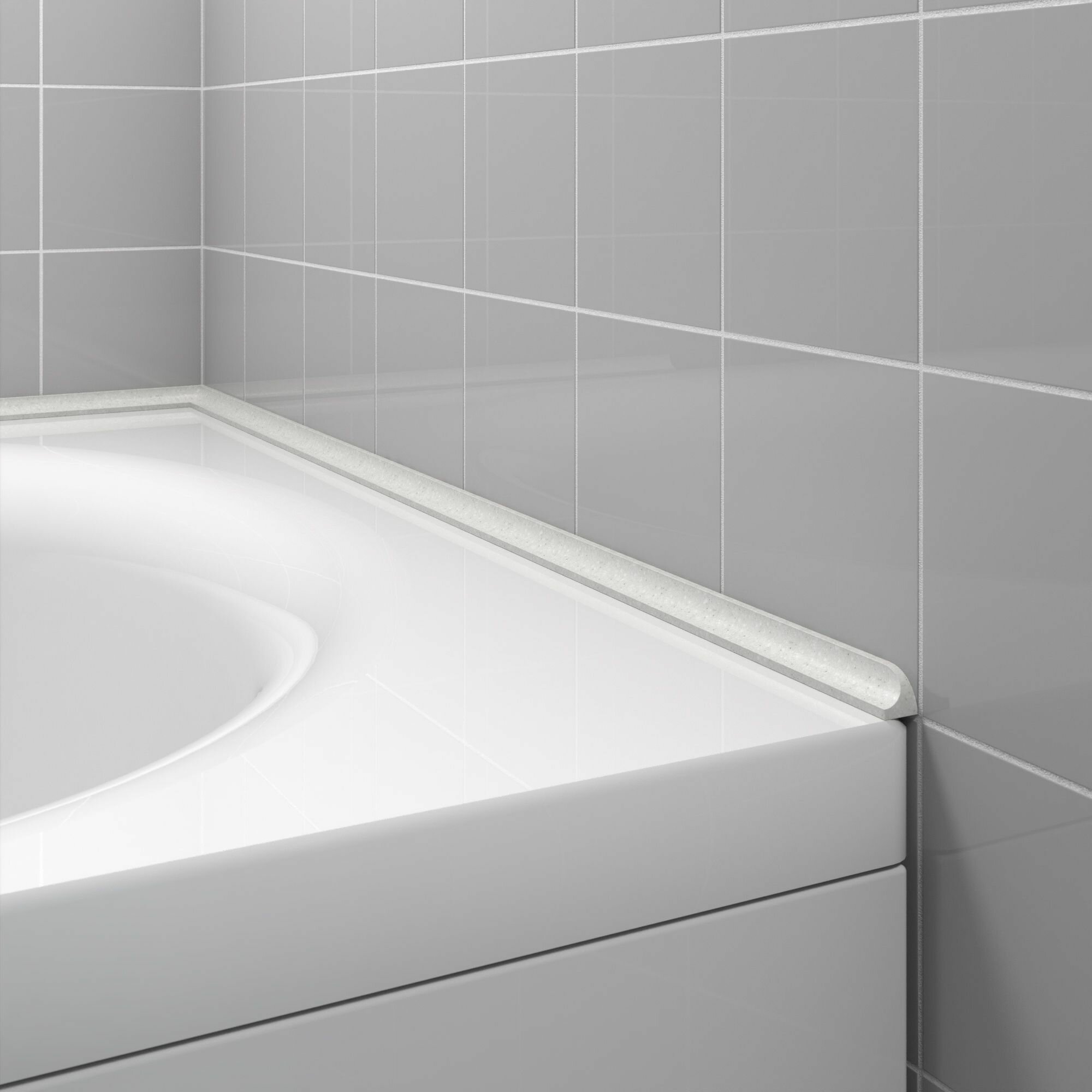Акриловый плинтус бордюр для ванной BNV ГЛ12 75 сантиметров правая сторона серый цвет глянцевая поверхность