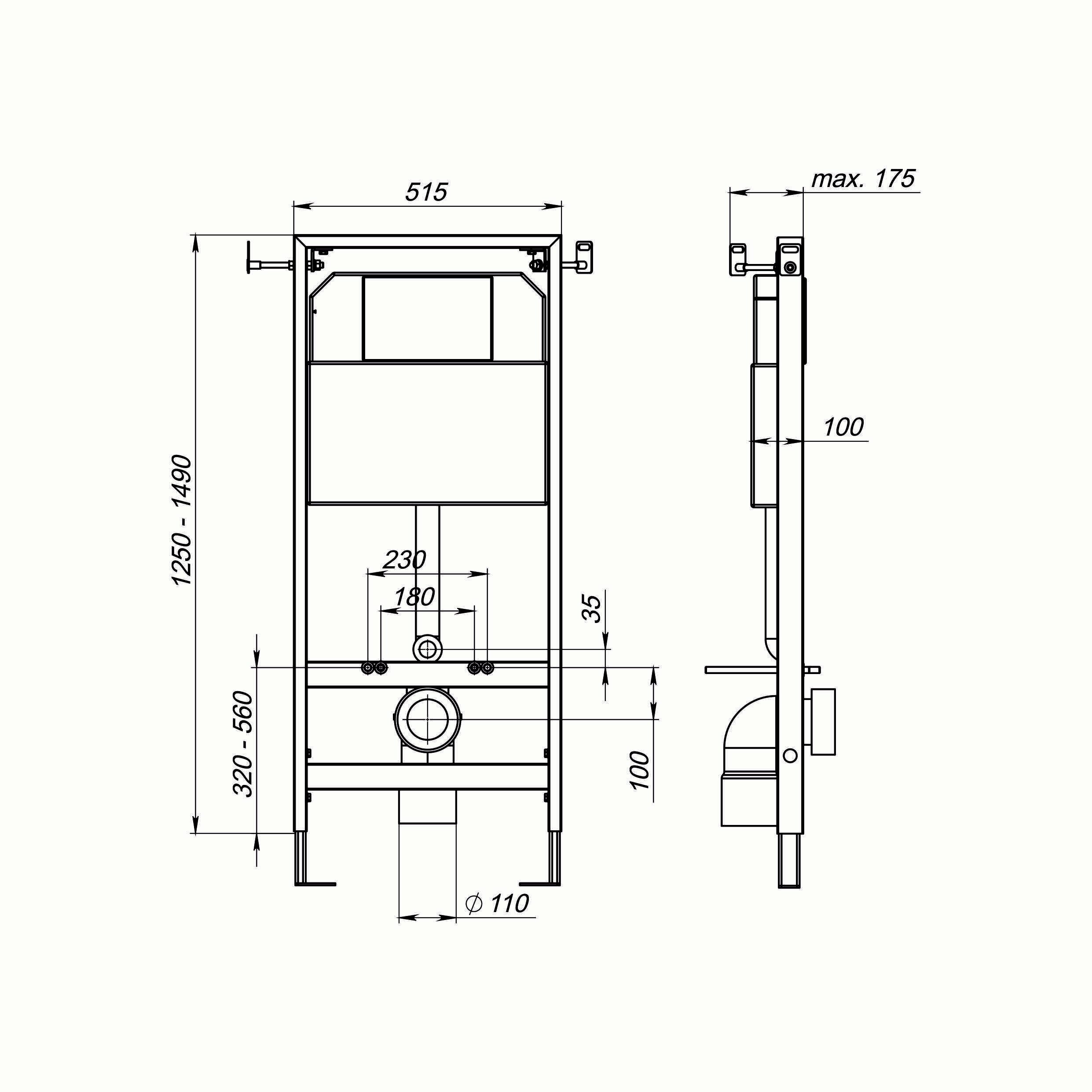 Система инсталляции Sole для подвесного унитаза (монтажный комплект без ...