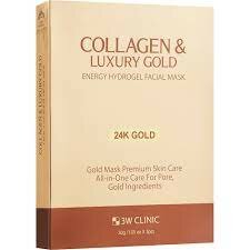 Набор гидрогелевых масок с золотом 3W Clinic Collagen & Luxury Gold Energy Hydrogel Facial Mask (30 гр*5 шт)