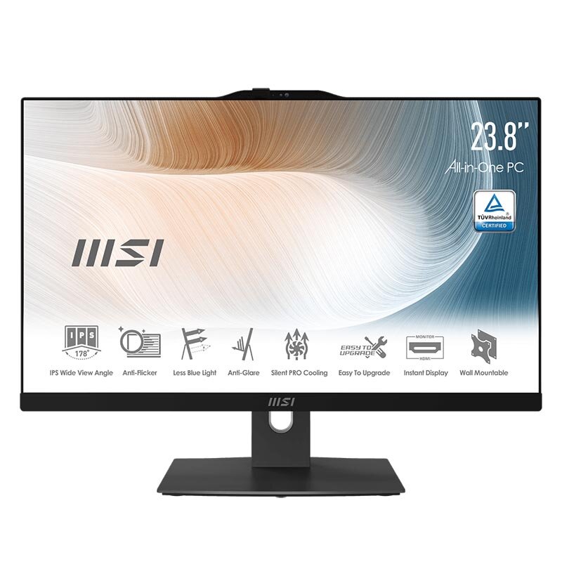 Моноблок MSI Modern AM242P 12M-090RU 23.8" Full HD i5 1240P (1.7) 16Gb SSD512Gb Windows 11 Professional GbitEth WiFi BT 120W Cam черный 1920x1080