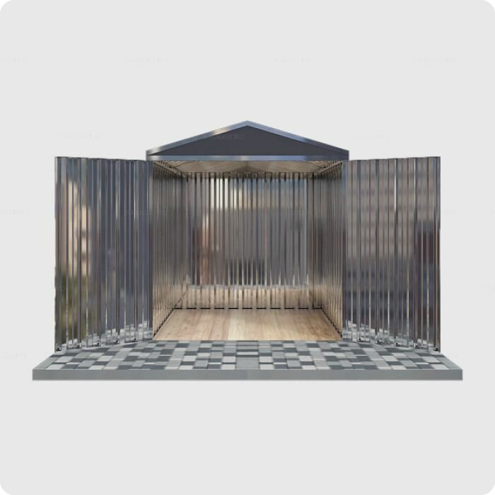 Сарай металлический SKOGGY 2м, с двухскатной крышей, торцевой дверью и полом - фотография № 2