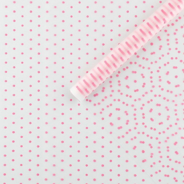 Пленка матовая "Горошек розовый" 0.7 x 8 м 40 мкм