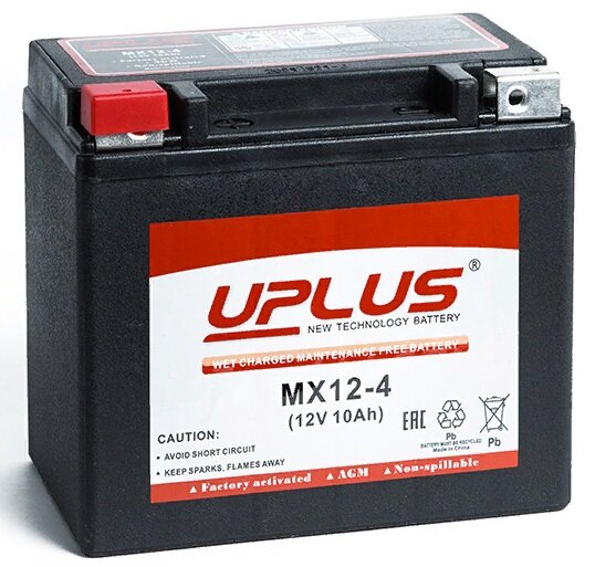 Мото аккумулятор стартерный Leoch UPLUS MX12-4 12V 10Ah прямая полярность 180А (YTX12-BS YTX12 CT 1212) AGM аккумулятор для мотоцикла квадроцикла