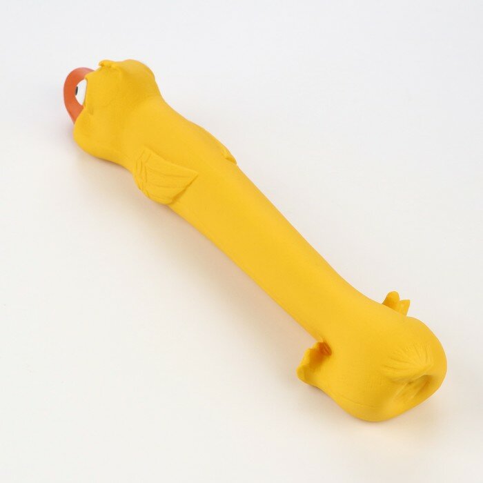 Игрушка пищащая для собак из латекса "Утка", 27 см, жёлтая - фотография № 3