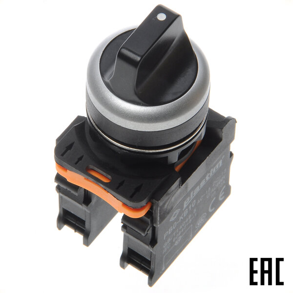 фото Выключатель поворотный PB0-AD33 черный 3 положения 2з c фиксацией IP65 Plastim