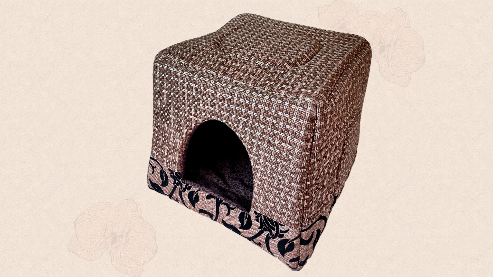 Домик для собак и кошек, PetPalace "бункер", коричневый 40*40*33 см - фотография № 2
