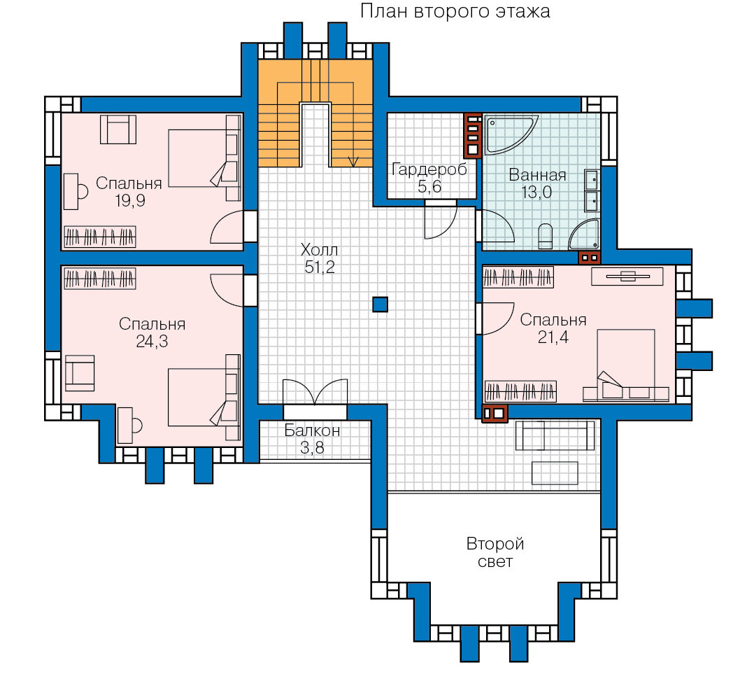 57-99L-Catalog-Plans - Проект двухэтажного дома из газобетона - фотография № 2