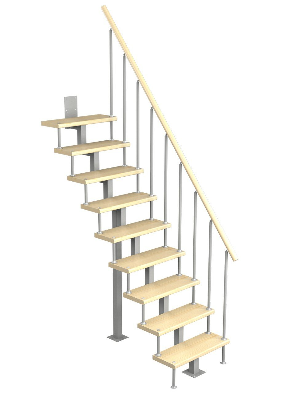 Модульная малогабаритная лестница Линия (h 2025-2250 Серый Сосна Крашеная)