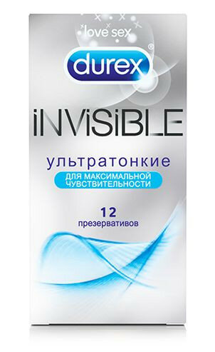 Ультратонкие презервативы Durex Invisible - 12 шт. (79729)