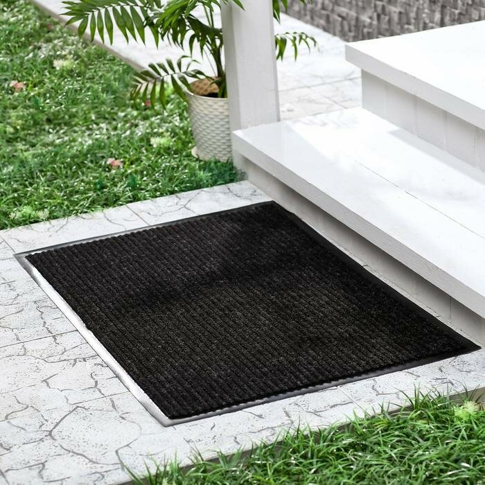 фото Коврик придверный влаговпитывающий, ребристый, «Стандарт», 40×60 см, цвет чёрный