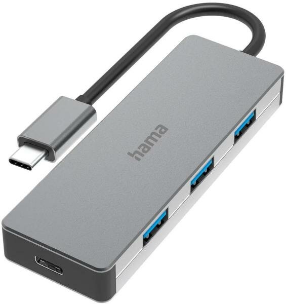 Концентратор USB Type-C HAMA H-200105 3 х USB 3.0 USB Type-C серый