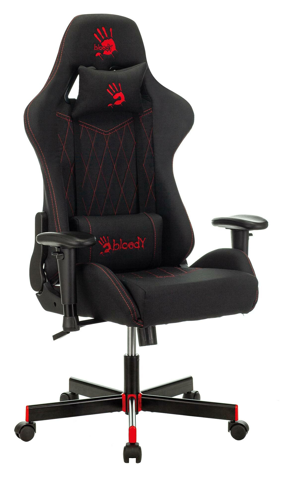 Кресло игровое A4Tech Bloody GC-850, обивка: ткань, цвет: черный, рисунок ромбик