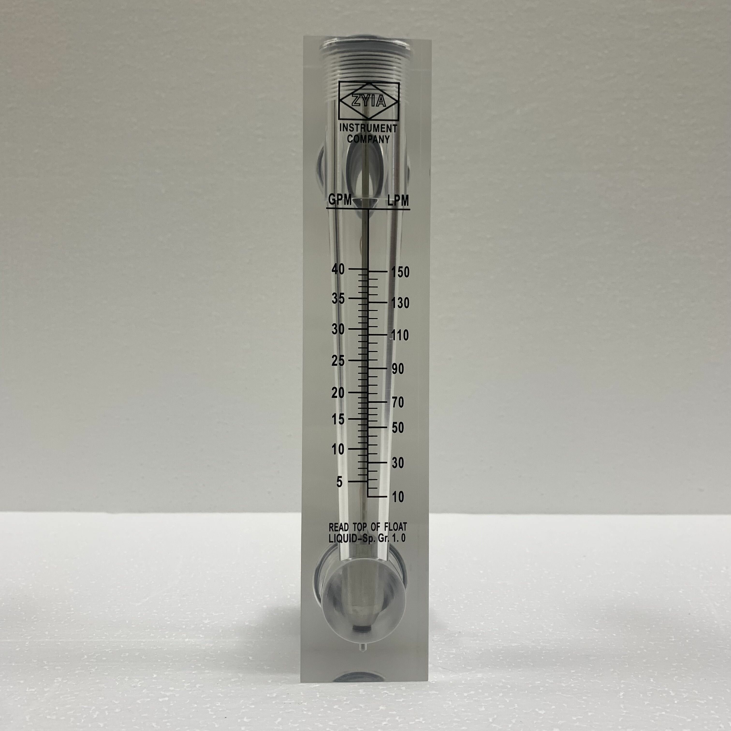 Ротаметр (расходомер) воды LZM-25Z, диапазон измерения 5-40 г/м и 10-150 л/м, акриловый корпус, фитинги ПВХ, без регулятора расхода - фотография № 1