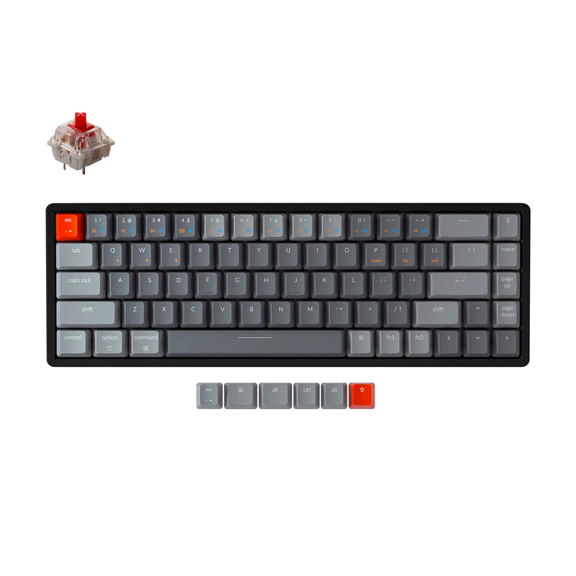 Keychron K6P-J1 (65% (68 кл.) Gateron G pro Mechanical Red Switch RGB Hot-Swap Алюм.рамка) беспроводная