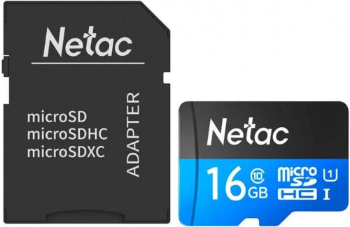 Карта памяти NETAC P500 MicroSDHC 16Gb Class 10 UHS-I 80MB/s + ADP (NT02P500STN-016G-R)