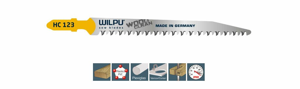 фото Пилка для лобзика WILPU HC 123 Арт.0210500002 Тип - T для дерева до 60 мм и пластмассы уп. 2 шт