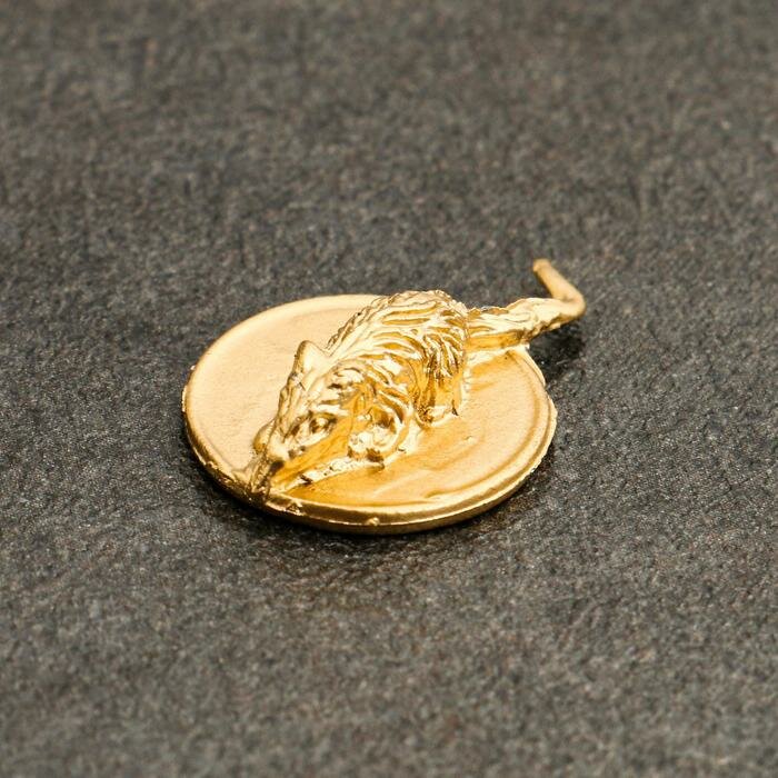 Сувенир кошельковый "Золотая Мышка на монете", олово, 0,6х2,2х1,6 см - фотография № 2