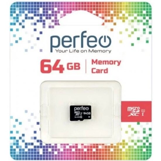 Карта памяти PERFEO microSDXC 64Gb Class 10 UHS-I U1