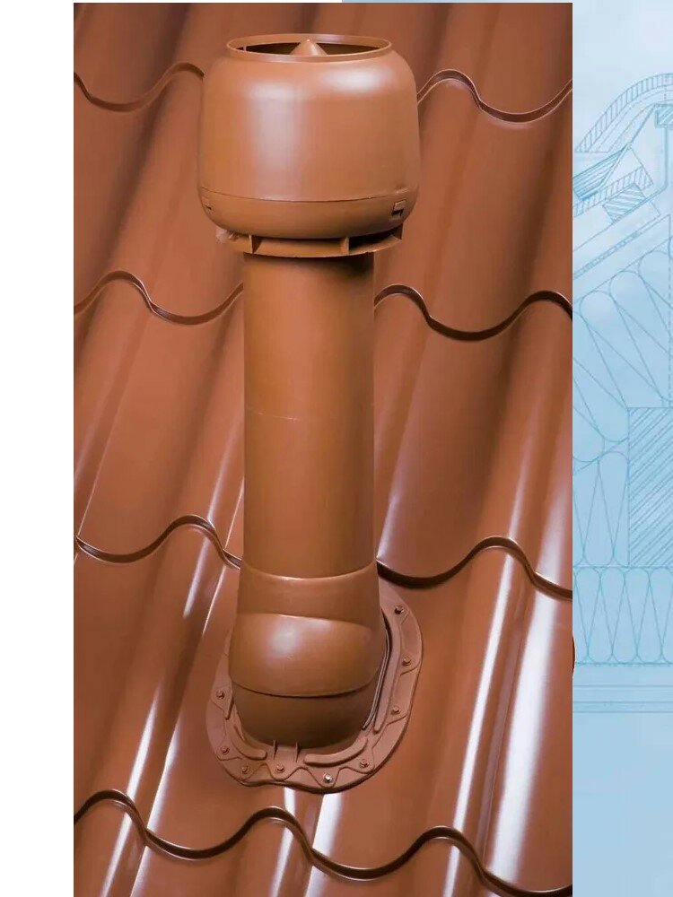 Комплект кровельной вентиляции канализационный Vilpe (110мм ) для металлочерепицы Изолированный утеплённый кирпичный - фотография № 6