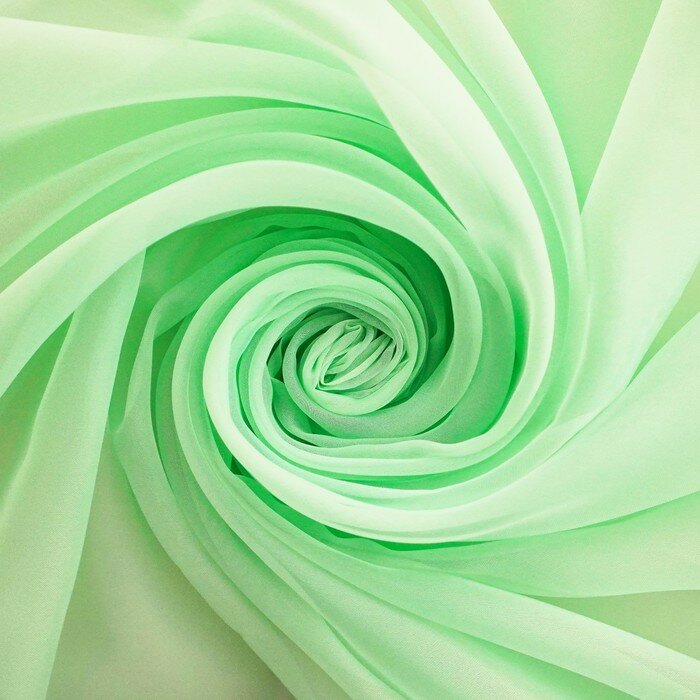 Тюль вуаль однотонная 145х260 см, светло-зелёный, 100% п/э - фотография № 3