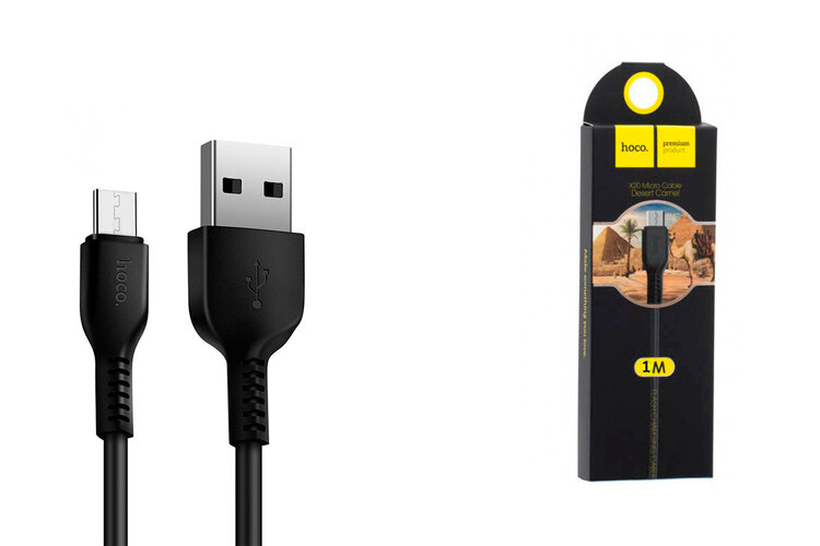 Data кабель USB HOCO X20 micro usb, 1 метр, черный