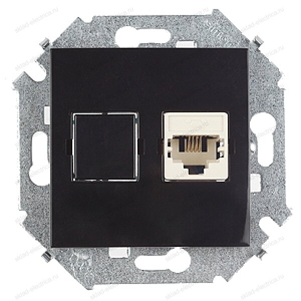 фото (Simon 15, Розетка телефонная RJ11, винтовой зажим, чёрный) SIMON 1591480-032 (1 шт.)