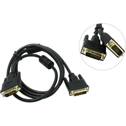 Кабель DVI dual link (25M-25M) 5м Exegate, 2 фильтра, позолоченные контакты