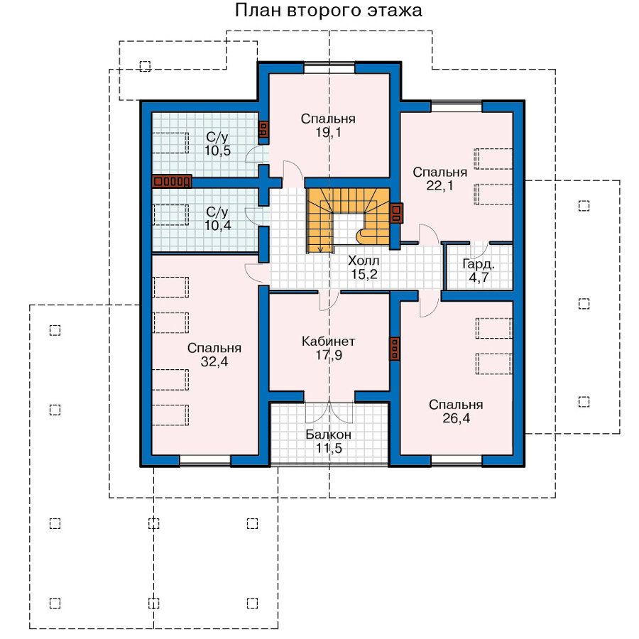 58-44F-Catalog-Plans - Проект двухэтажного дома из газобетона с террасой - фотография № 3