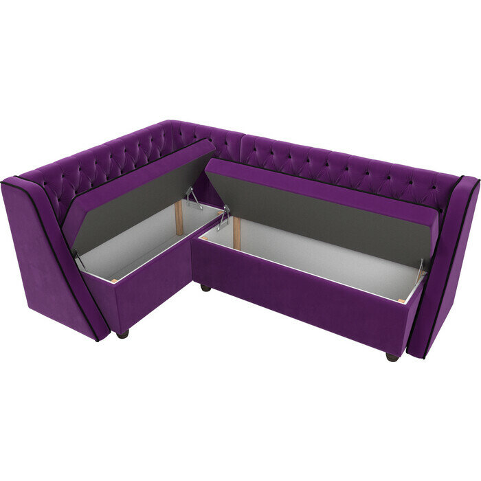 Кухонный угловой диван АртМебель Лофт микровельвет фиолетовый левый угол - фотография № 5