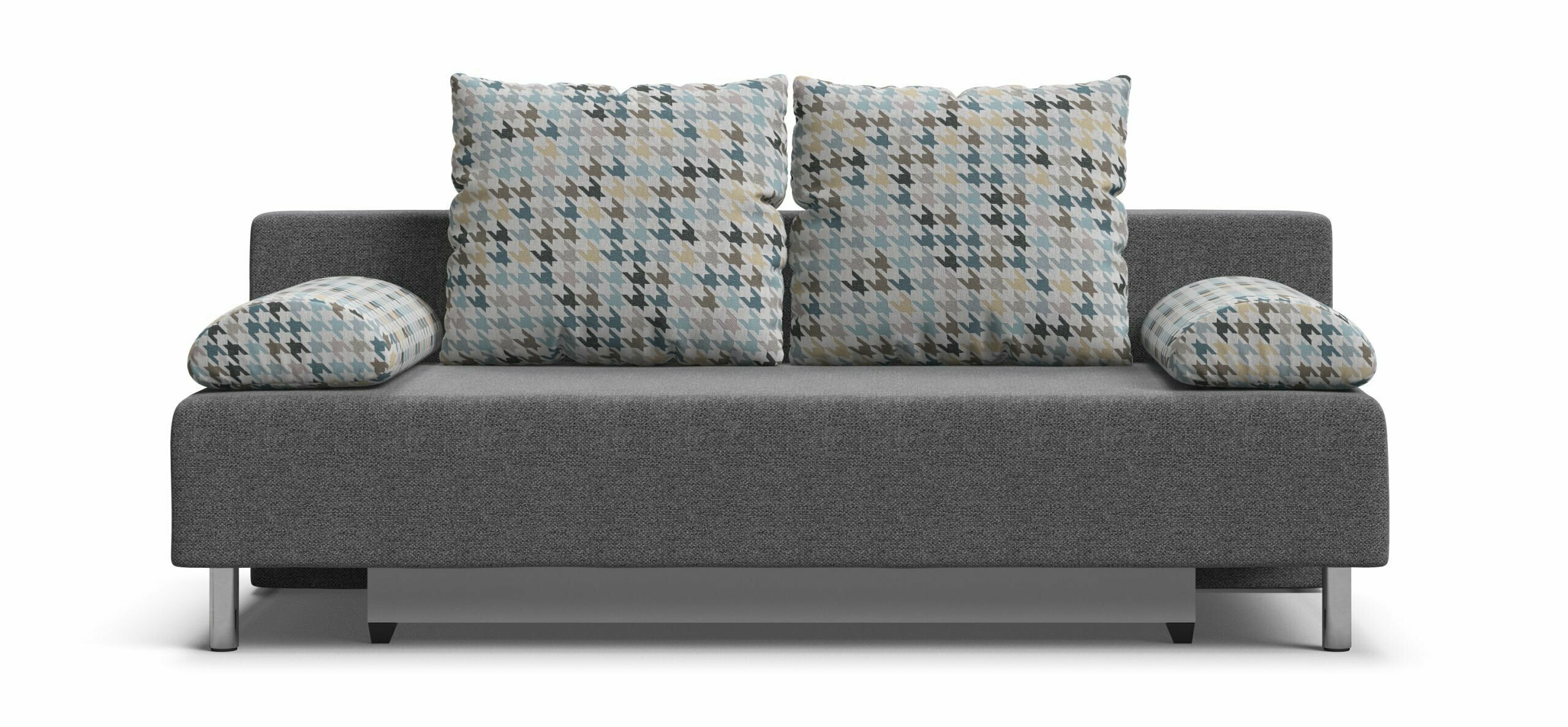 Диван-кровать с ящиками для хранения Мадрид НПБ, еврокнижка, рогожка Malmo серый/мозайка голубой, 200х95х98 см - фотография № 2