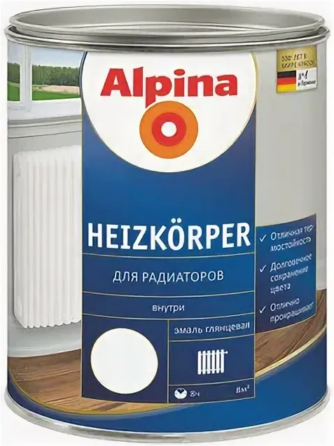 Alpina Aqua Heizkoerper эмаль термостойкая для радиаторов (белый, глянцевый, 0,9л)
