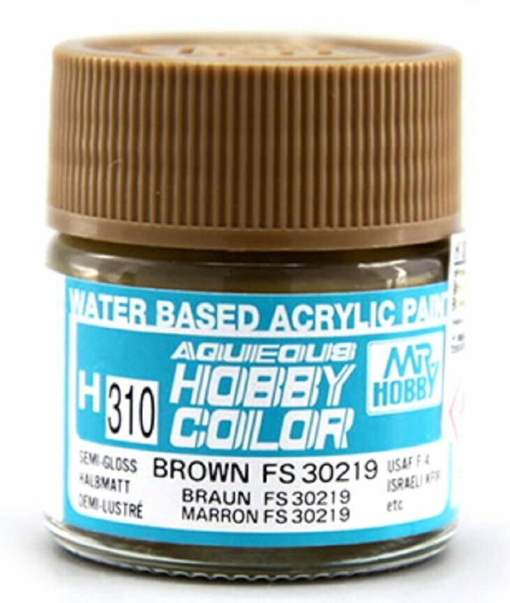 MR.HOBBY Краска акриловая на водной основе полуматовая H 310 Коричневый FS30219 (BROWN FS30219), 10мл
