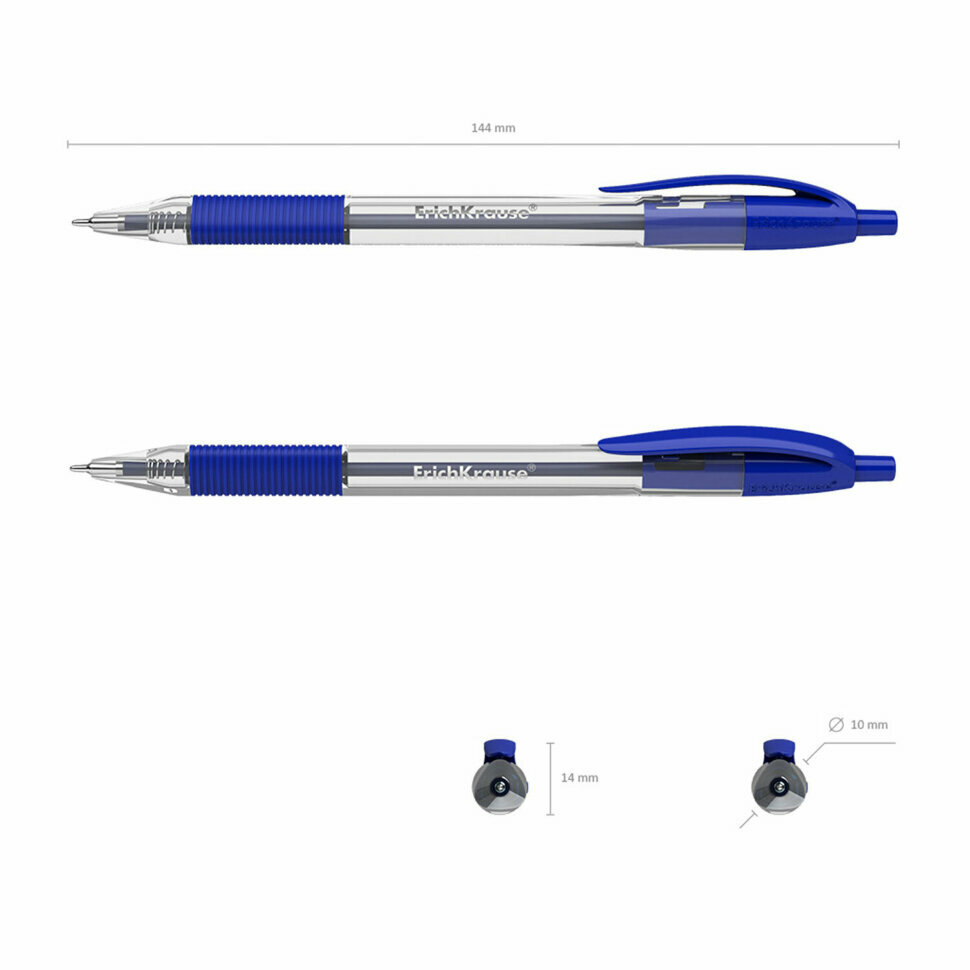 Ручка шариковая масляная автоматическая с грипом ERICH KRAUSE "U-209 Classic", синяя, узел 1,0 мм, линия письма 0,3 мм, 47578, 143898 - фотография № 4