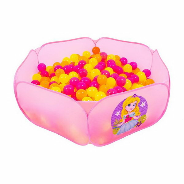 Шарики для сухого бассейна с рисунком "Флуоресцентные", диаметр шара 7.5 см, набор 150 штук, цвета: оранжевый, розовый, лимонный - фотография № 1