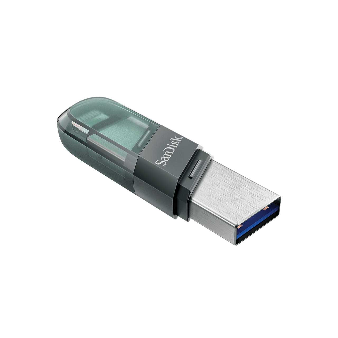 Флешка USB Sandisk iXpand Flip 256ГБ, USB3.1, зеленый и серебристый [sdix90n-256g-gn6ne] - фото №1