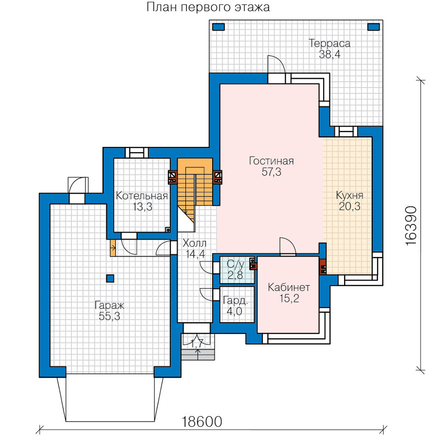 62-16-Catalog-Plans - Проект двухэтажного дома из газобетона с террасой - фотография № 2